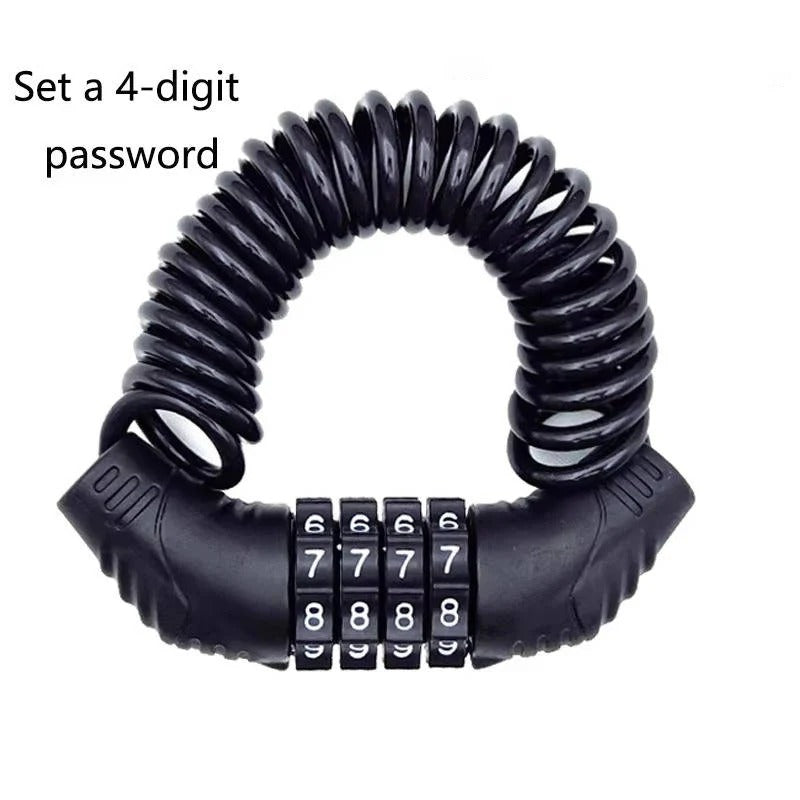 Motorcycle Helmet Cable Lock with 59 Inch Steel Cable and Resettable Combination