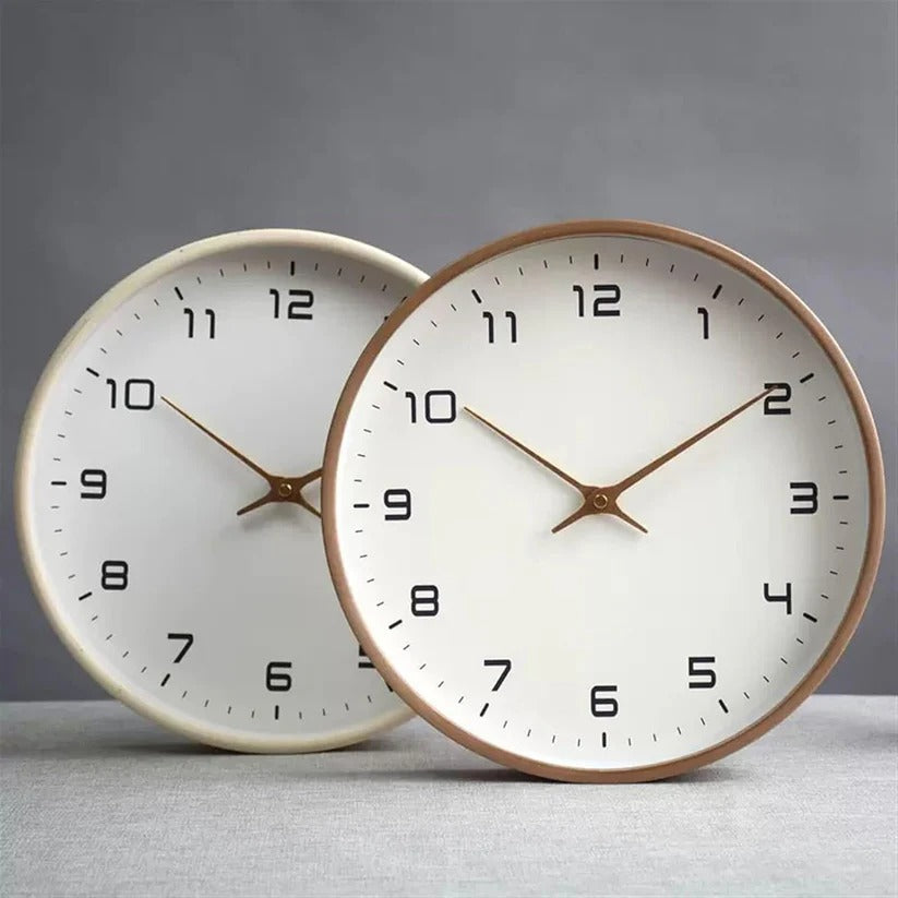 Wooden Wall Clock with Classic Round Frame, 10 Inch