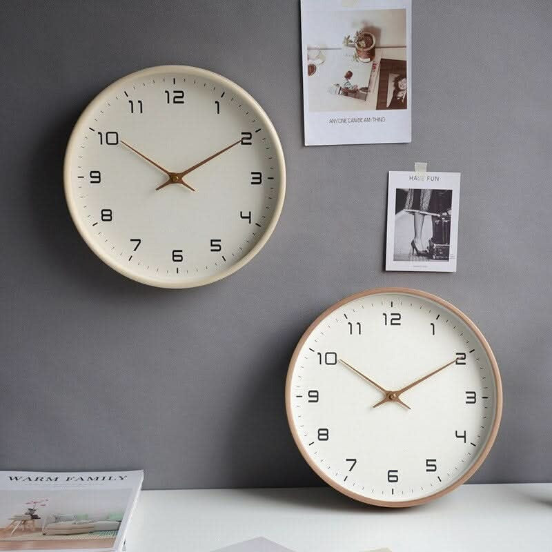 Wooden Wall Clock with Classic Round Frame, 10 Inch