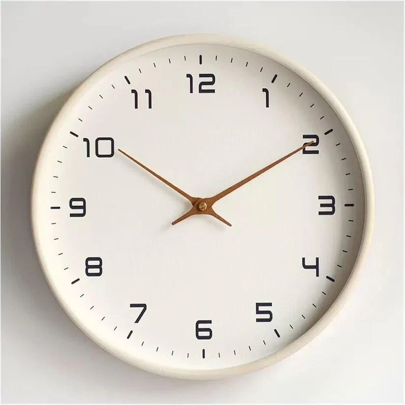 Wooden Wall Clock with Classic Round Frame, 10 Inch