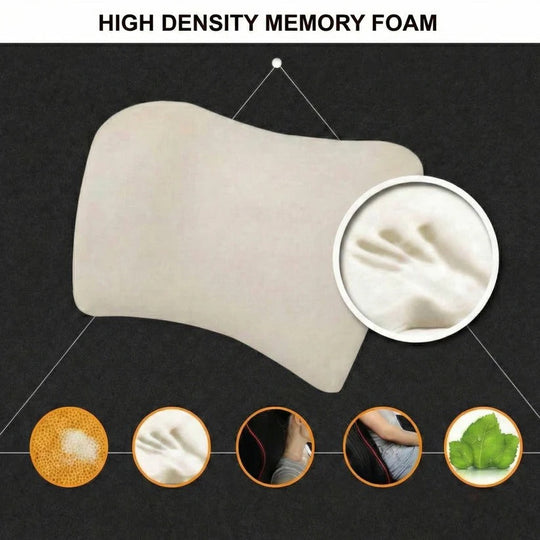 Car Seat Lumbar and Neck Support Cushion with Memory Foam and Washable Cover