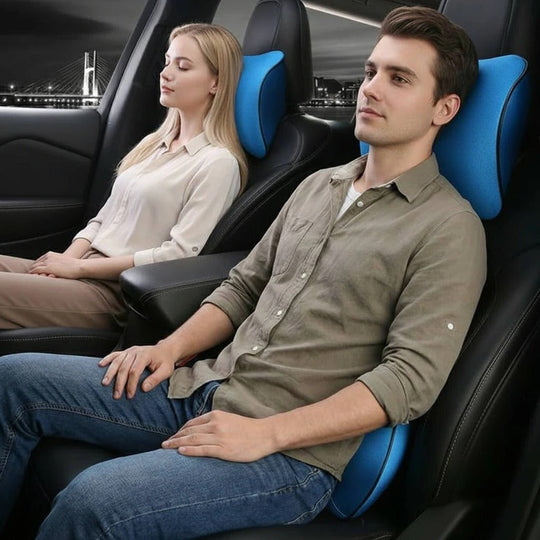 Car Seat Lumbar and Neck Support Cushion with Memory Foam and Washable Cover