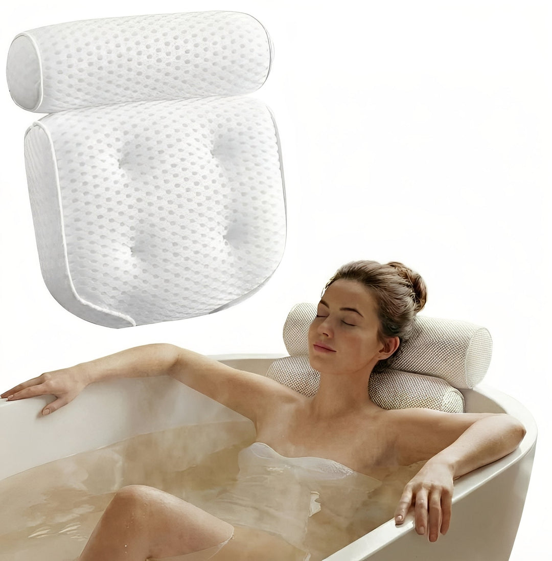 Bathtub Pillow with Suction Cup Base for Neck and Back Support