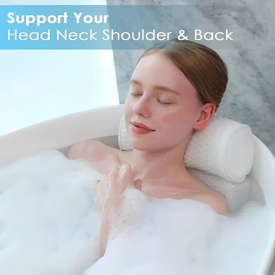 Bathtub Pillow with Suction Cup Base for Neck and Back Support