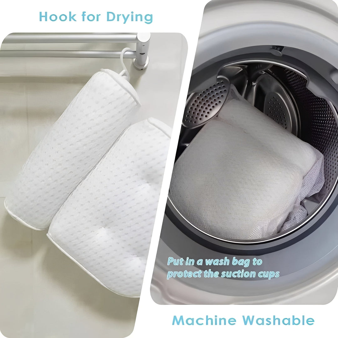 Bathtub Pillow with Suction Cup Base for Neck and Back Support
