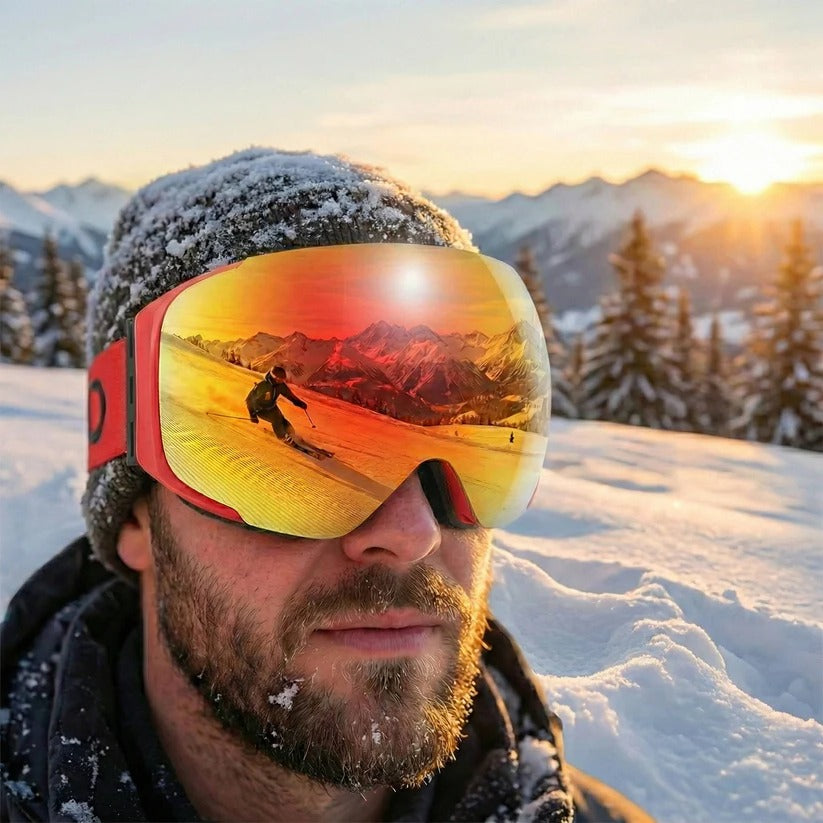 Ski Goggles with Magnetic Interchangeable Lens, Anti-Fog and UV400 Snow Goggles