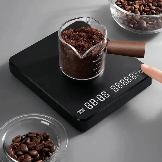 Coffee Scale with Timer and Drip Mat, 3kg Capacity with Built-In Timer