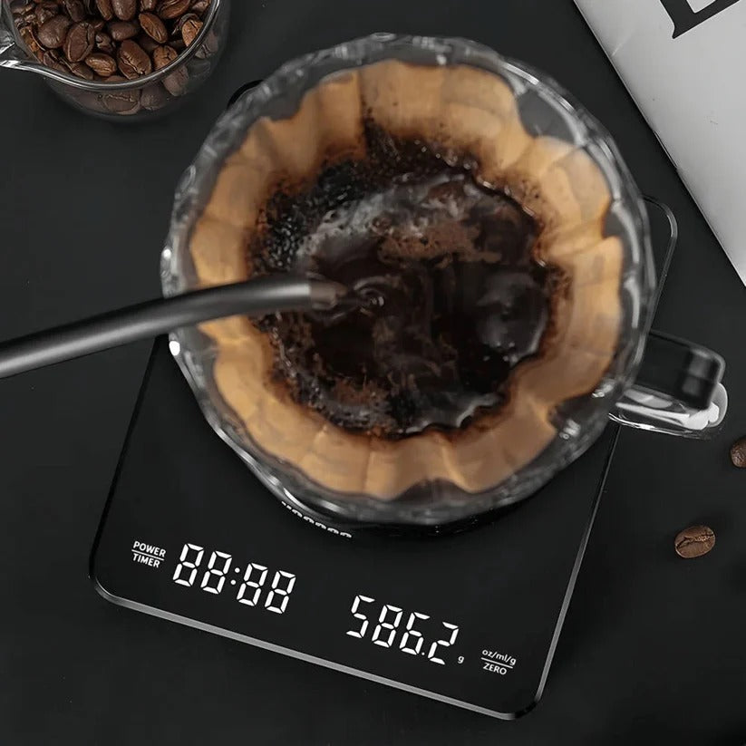 Coffee Scale with Timer and Drip Mat, 3kg Capacity with Built-In Timer