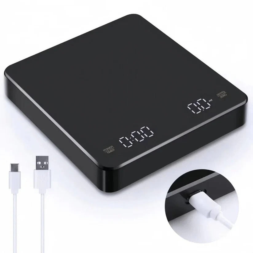 Coffee Scale with Timer and Drip Mat, 3kg Capacity with Built-In Timer