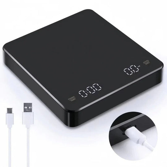 Coffee Scale with Timer and Drip Mat, 3kg Capacity with Built-In Timer