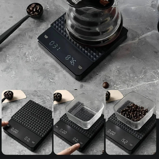 Coffee Scale with Timer and Drip Mat, 3kg Capacity with Built-In Timer