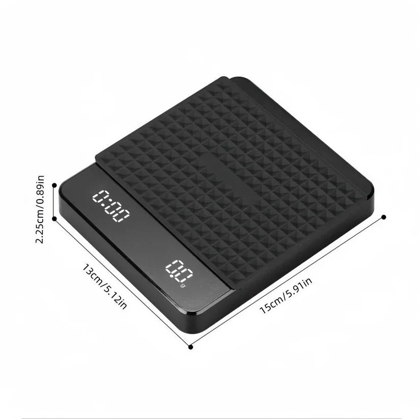 Coffee Scale with Timer and Drip Mat, 3kg Capacity with Built-In Timer