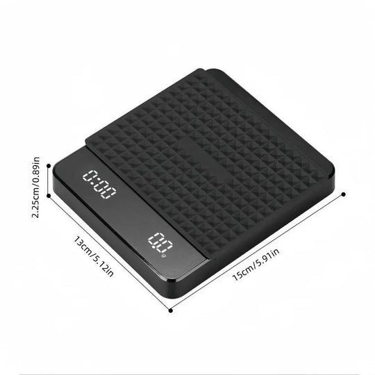 Coffee Scale with Timer and Drip Mat, 3kg Capacity with Built-In Timer