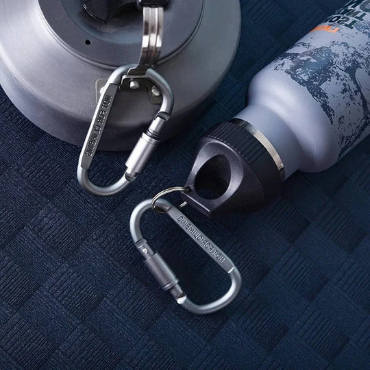 Aluminium D-Shape Carabiner Clips with Screw Lock, Set of 6