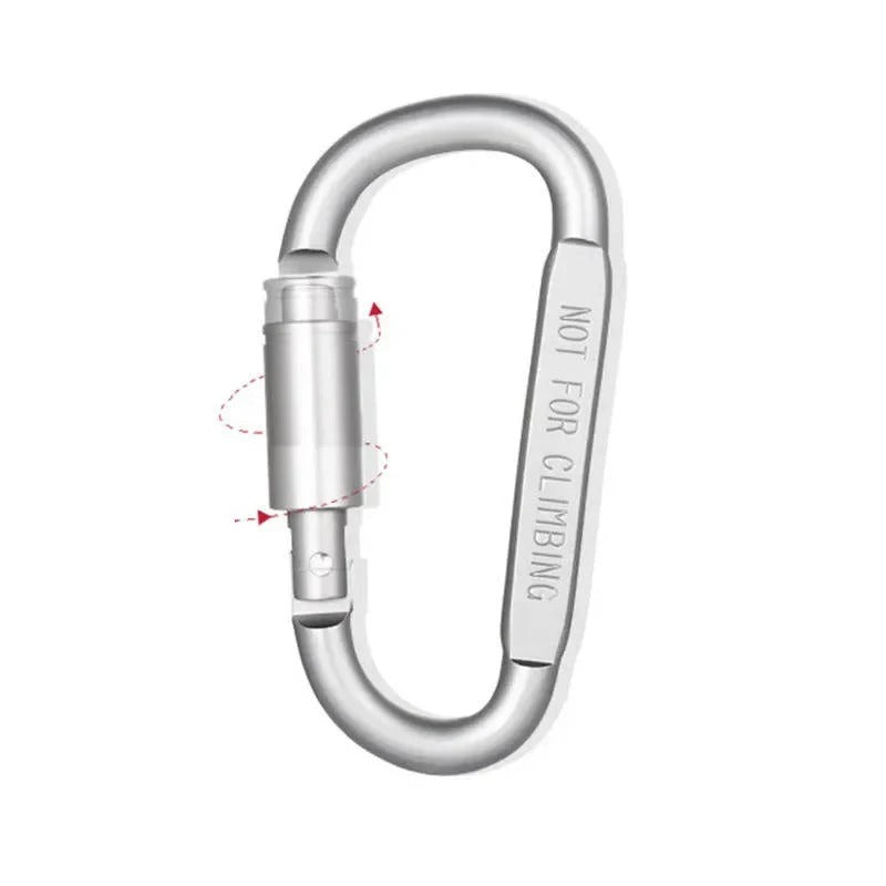 Aluminium D-Shape Carabiner Clips with Screw Lock, Set of 6