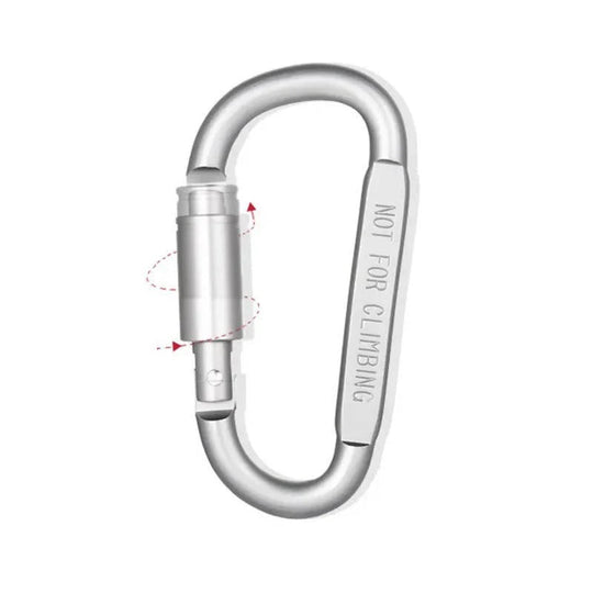 Aluminium D-Shape Carabiner Clips with Screw Lock, Set of 6