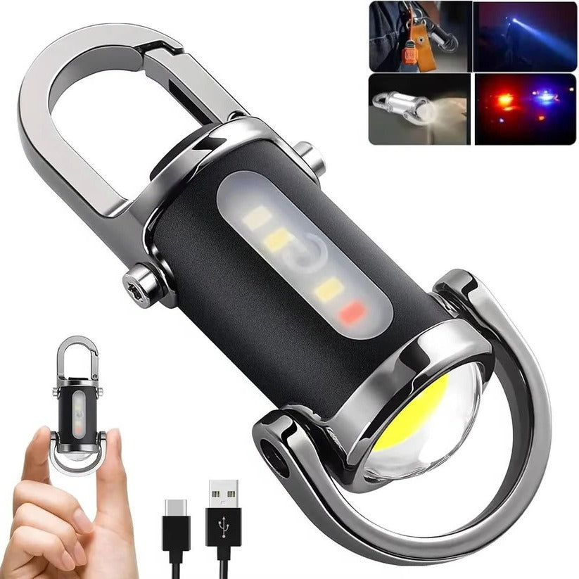 Rechargeable Keychain Flashlight with 6 Light Modes and COB Work Light