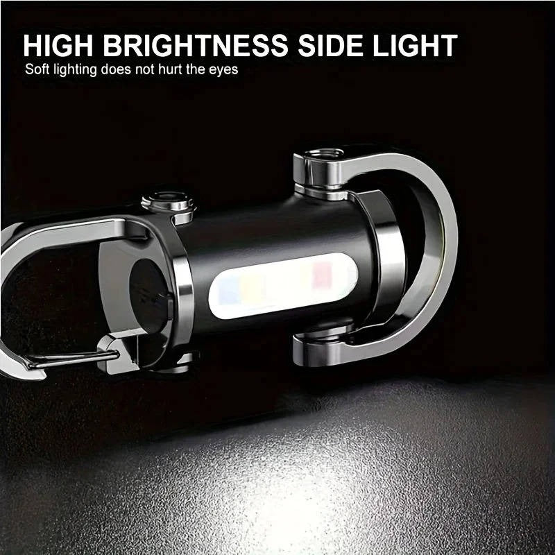 Rechargeable Keychain Flashlight with 6 Light Modes and COB Work Light