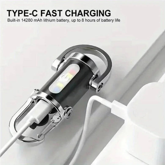 Rechargeable Keychain Flashlight with 6 Light Modes and COB Work Light