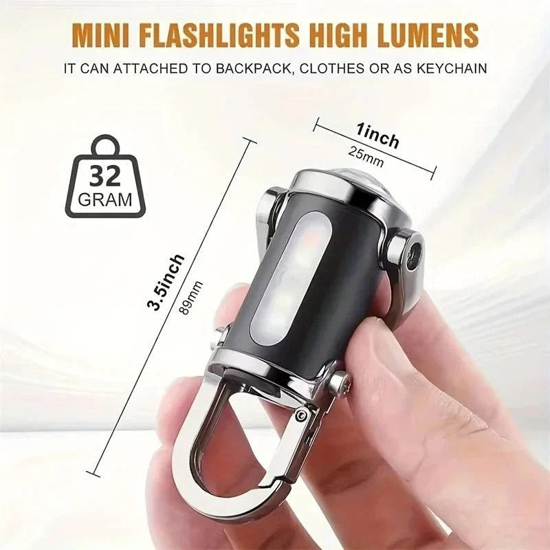 Rechargeable Keychain Flashlight with 6 Light Modes and COB Work Light