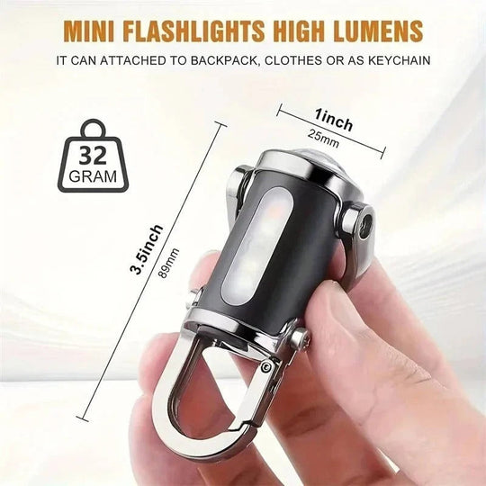 Rechargeable Keychain Flashlight with 6 Light Modes and COB Work Light