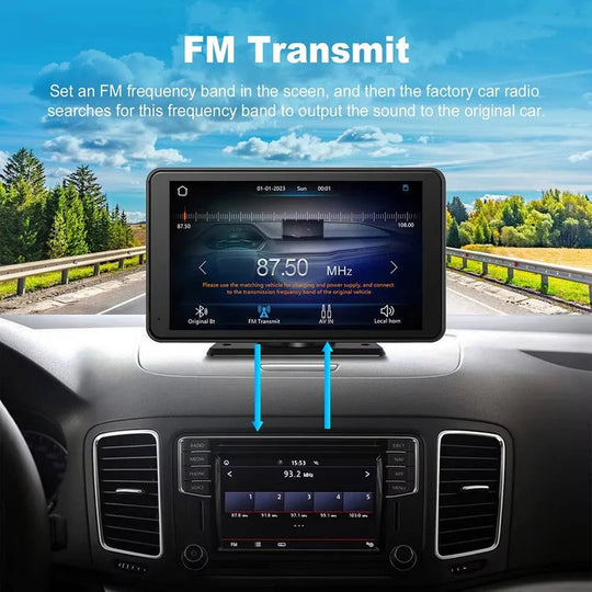 Wireless 7 Inch Car Touchscreen Display with Voice Control for Vehicles