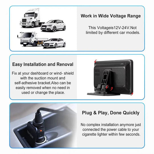 Wireless 7 Inch Car Touchscreen Display with Voice Control for Vehicles