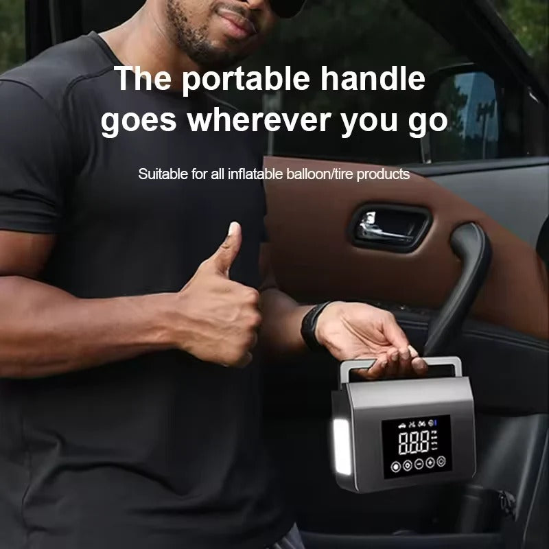 Portable Car Jump Starter with Built-In Tyre Air Compressor and Digital Screen