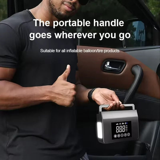Portable Car Jump Starter with Built-In Tyre Air Compressor and Digital Screen