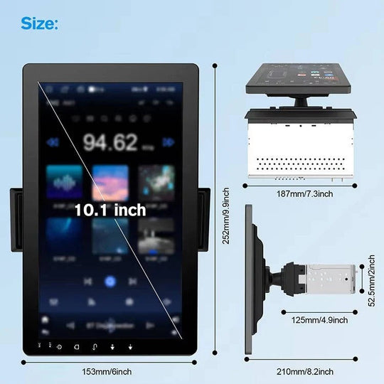 Touchscreen Car Stereo with Rotating Display, Bluetooth and Backup Camera Support