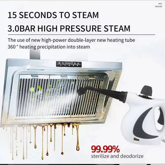 Portable Steam Cleaner 1050W with 3 Bar Pressure and Brush Attachments