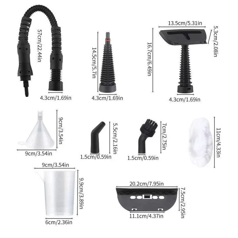 Portable Steam Cleaner 1050W with 3 Bar Pressure and Brush Attachments