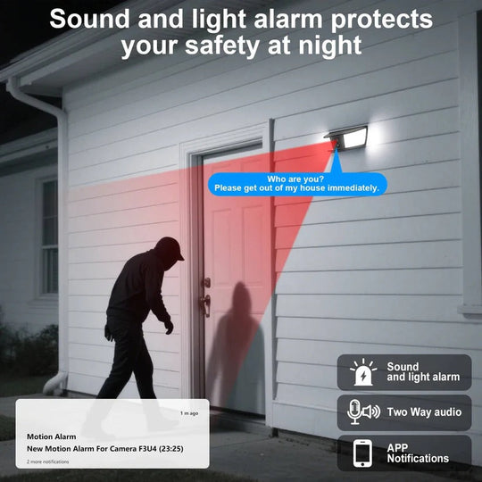 Wireless Solar Security Camera with Floodlight and PIR Motion Detection