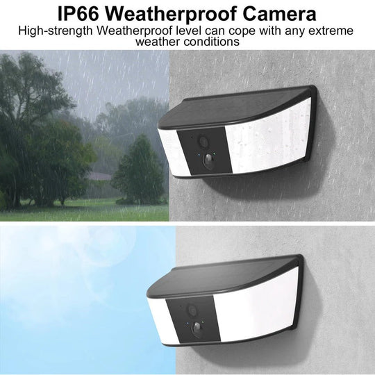 Wireless Solar Security Camera with Floodlight and PIR Motion Detection