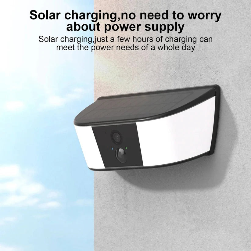 Wireless Solar Security Camera with Floodlight and PIR Motion Detection