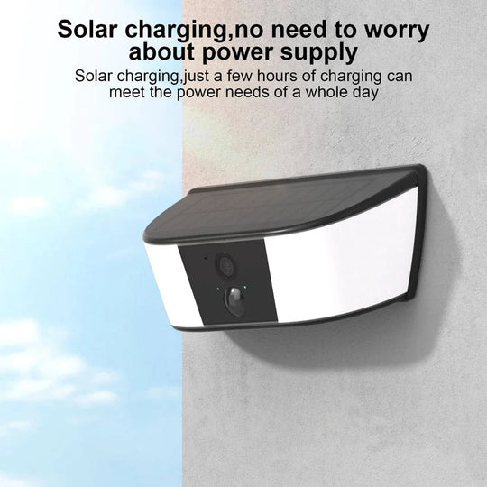 Wireless Solar Security Camera with Floodlight and PIR Motion Detection