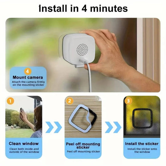1080P Indoor WiFi Camera with Adhesive Window Mount and Two-Way Audio