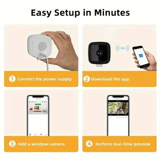 1080P Indoor WiFi Camera with Adhesive Window Mount and Two-Way Audio