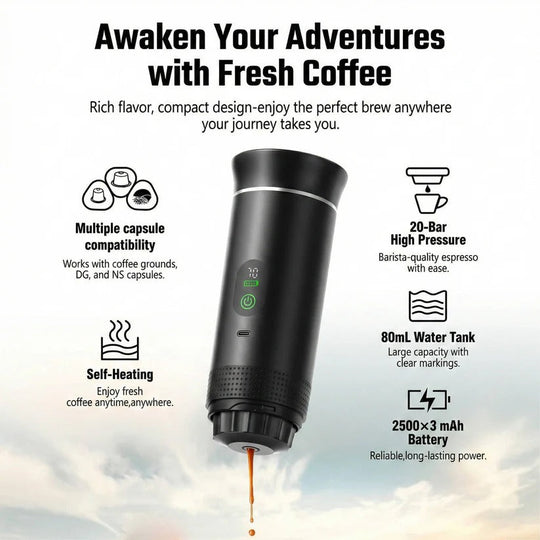 Portable 20 Bar Espresso Machine with Capsule and Ground Coffee Support