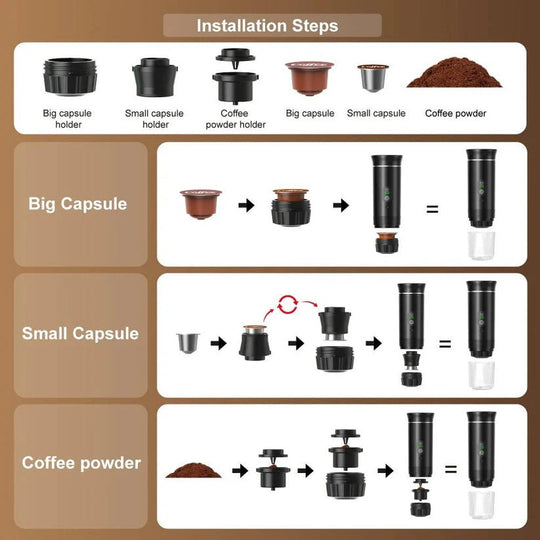 Portable 20 Bar Espresso Machine with Capsule and Ground Coffee Support