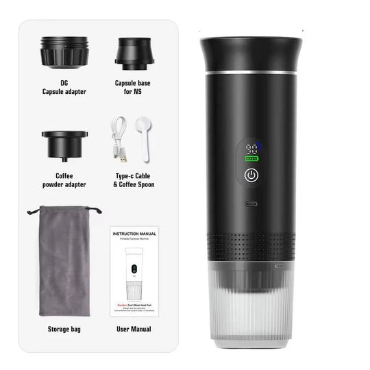 Portable 20 Bar Espresso Machine with Capsule and Ground Coffee Support
