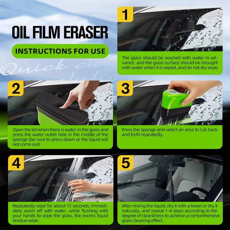 Car Window Glass Cleaning Brush with Oil Film Coating, Set of 3
