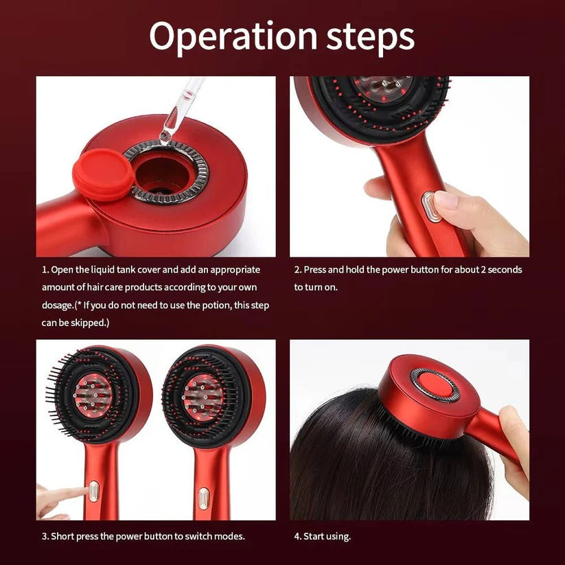 Scalp Massage Brush with Red Light for Hair Support