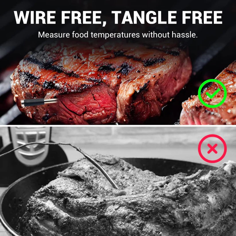 Bluetooth 5.2 Wireless Meat Thermometer with App Control for BBQ and Grill