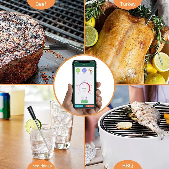 Bluetooth 5.2 Wireless Meat Thermometer with App Control for BBQ and Grill