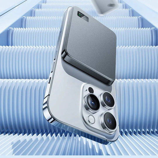 Slim Aluminium Magnetic Portable Charger with Fast Wireless Charging for iPhone