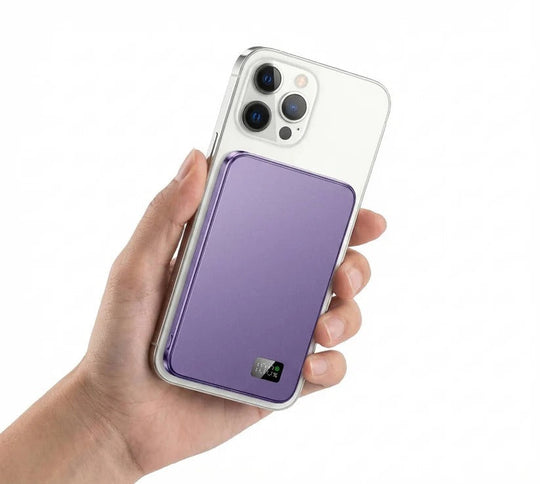 Slim Aluminium Magnetic Portable Charger with Fast Wireless Charging for iPhone