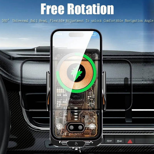 Auto Clamping Car Phone Mount with Fast Wireless Charging for Air Vent