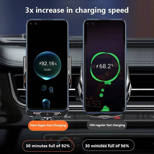 Auto Clamping Car Phone Mount with Fast Wireless Charging for Air Vent
