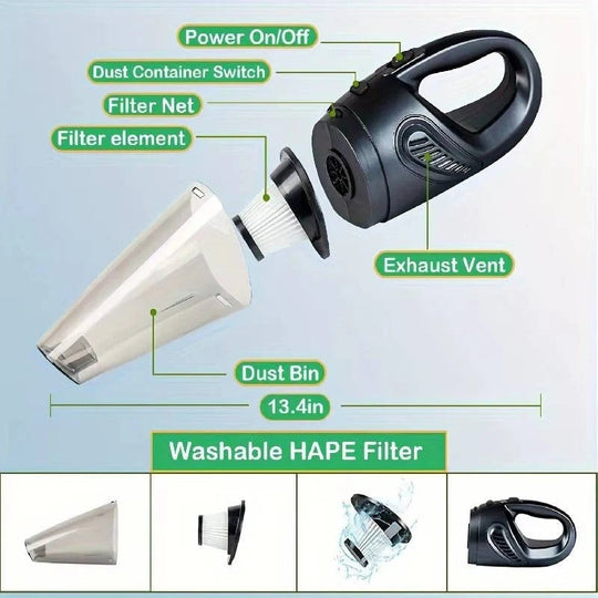 12V Corded Handheld Auto Vacuum with High Suction for Interior Detailing